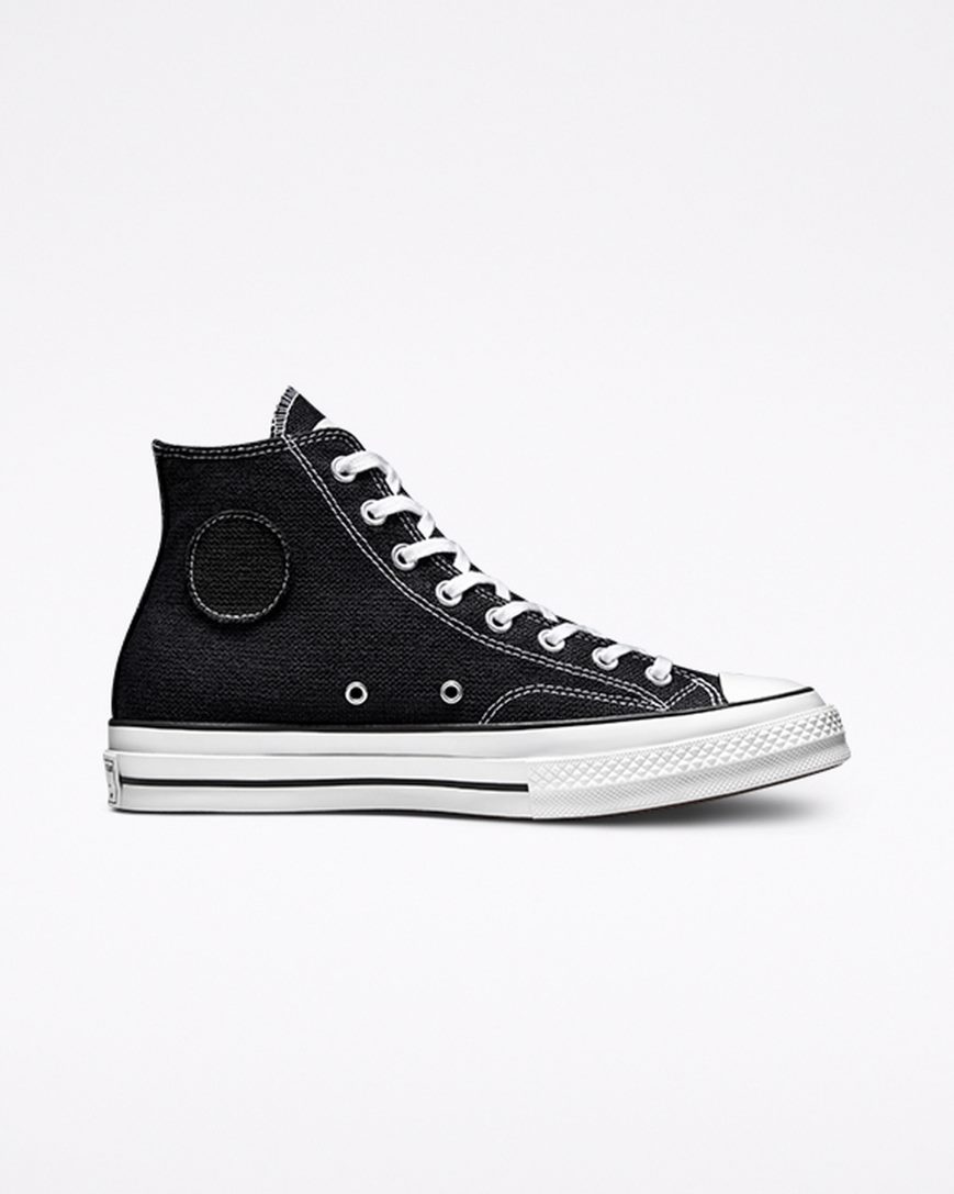 Tenisi Inalti Barbati Converse x Stüssy Chuck 70 Negrii Albi Negrii | RO GAY0C243